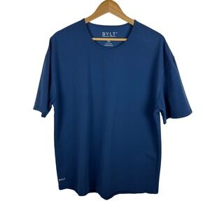 BYLT Mens LUX T-Shirt Size XXL Blue Relaxed Fit Short‎ Sleeve Workout Athletic